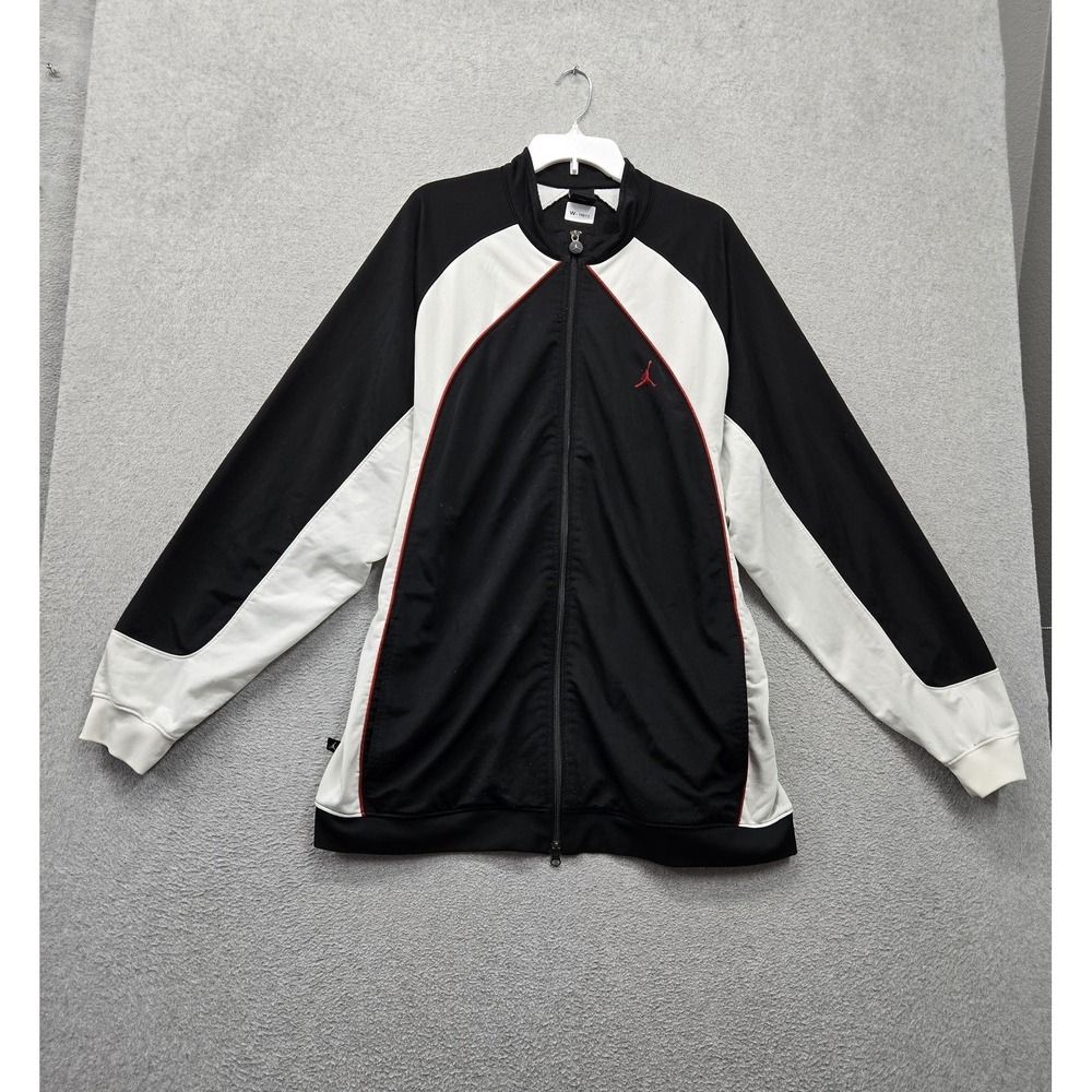 Jordan Men Jacket XL Black Colorblock Track Activewear Logo Embroidered Full Zip